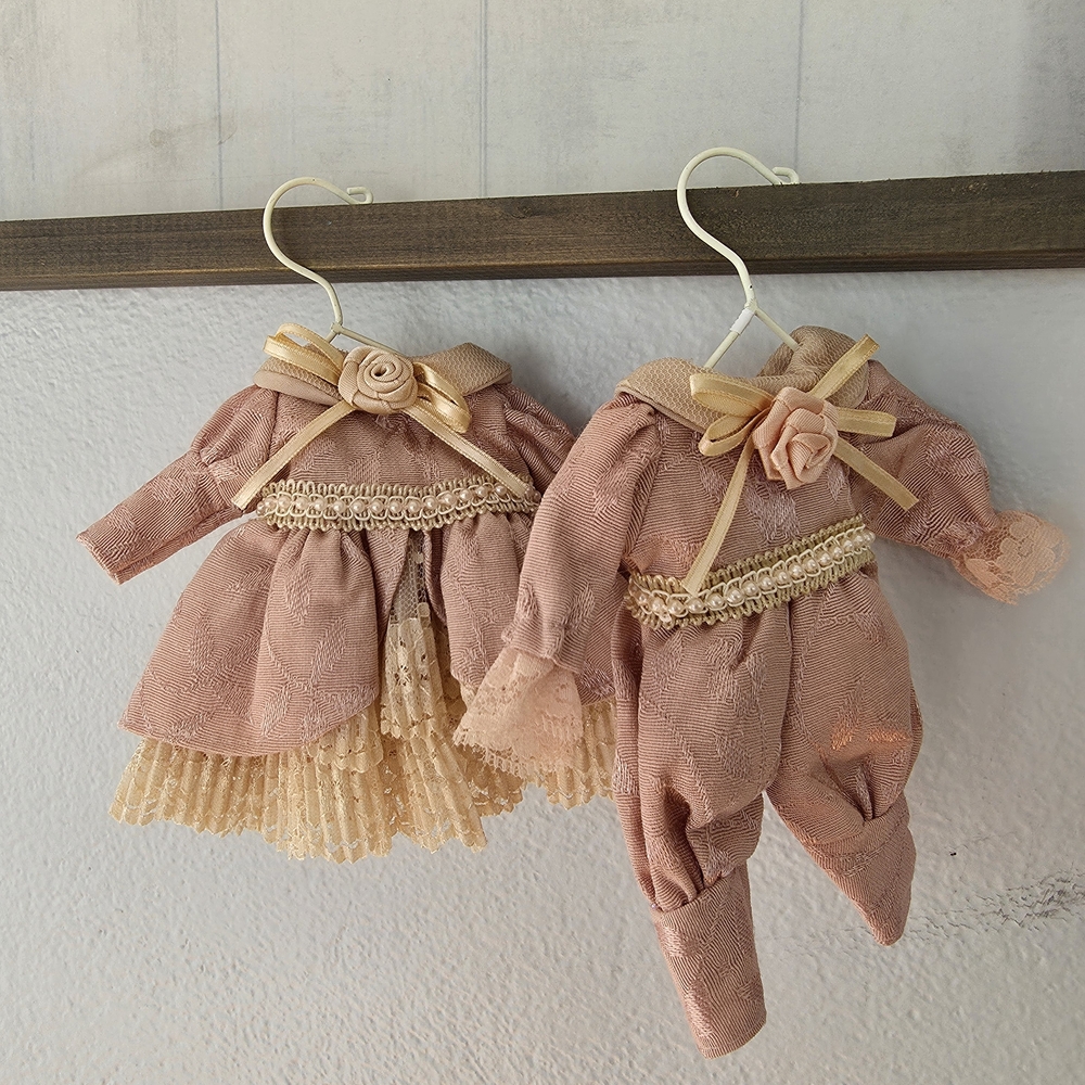 Vintage Pink and Cream HANDMADE Doll Clothing Ornaments Collectible